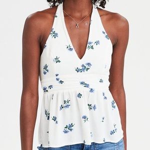 American Eagle floral tie halter top